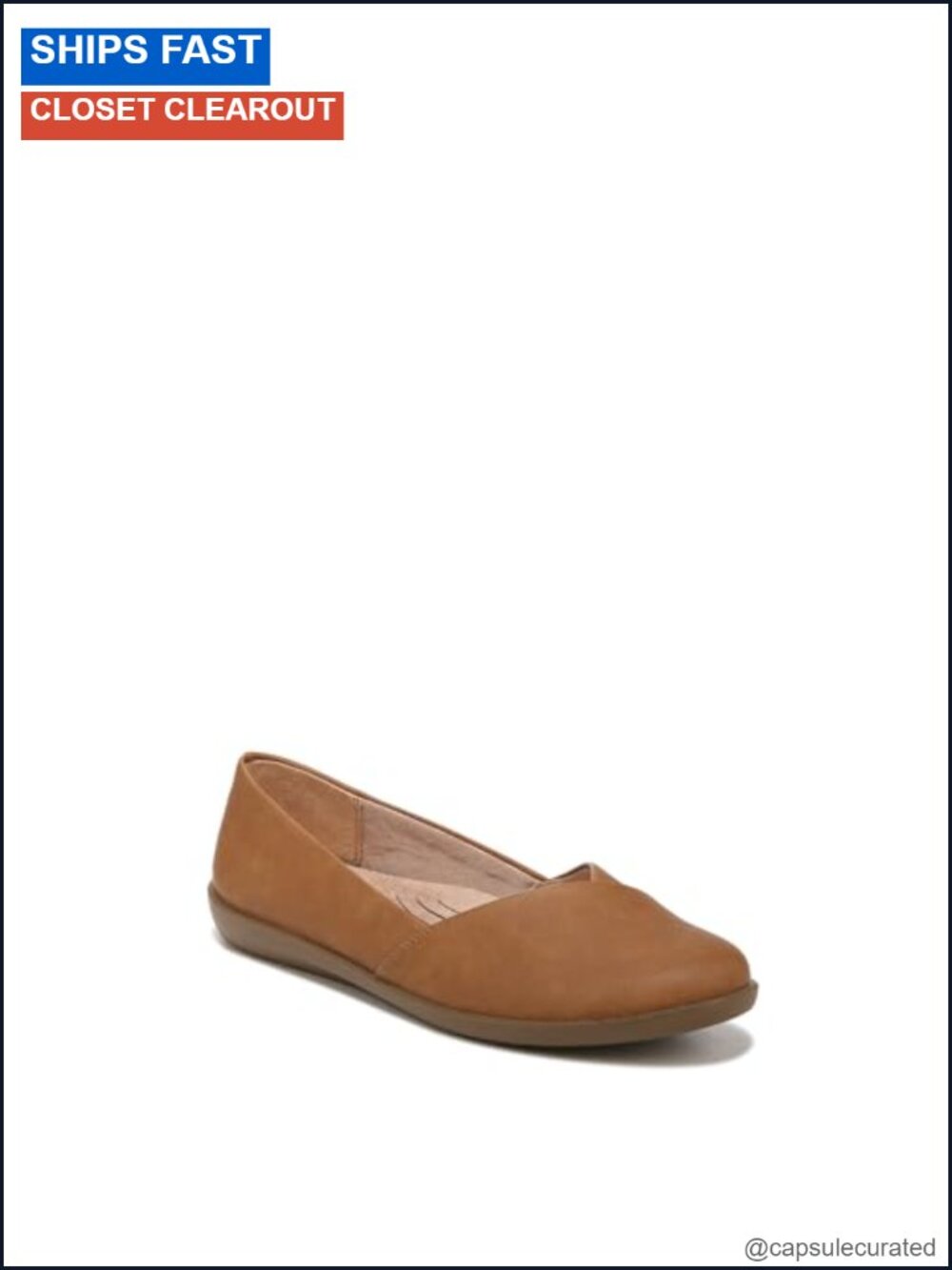 Faux Leather Round Toe Ballet Flat Slip-On Comfort Shoe